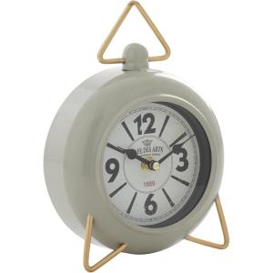 imageDeco 79 Metal Decorative Clock Mantel Clock with Gold Accents Tabletop Clock 6quot x 3quot x 9quot GrayGray