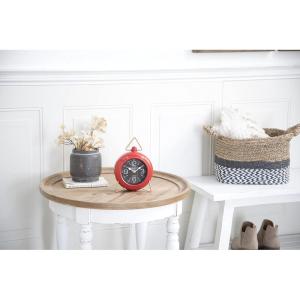 imageDeco 79 Metal Decorative Clock Mantel Clock with Gold Accents Tabletop Clock 6quot x 3quot x 9quot GrayRed