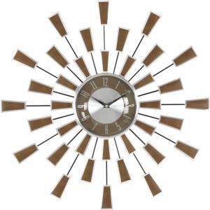 imageDeco 79 Metal Decorative Wall Clock Starburst Wall Clock for Home with Silver Accents Wall Clock for Room 22quot x 3quot x 22quot Brown