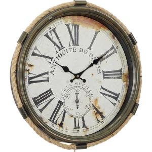 imageDeco 79 Metal Decorative Wall Clock with Rope Accents 17quot x 2quot x 17quot WhiteWhite