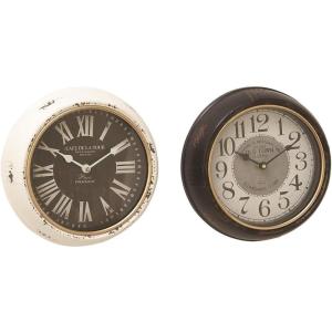 imageDeco 79 Metal Wall Clock with Fluted Frame Set of 2 10quotW 10quotH WhiteWhite