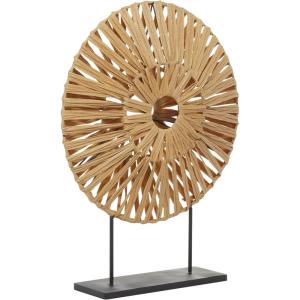 imageDeco 79 Plastic Rattan Abstract Handmade Decorative Sculpture Home Decor Statue with Black Stand Accent Figurine 22quot x 6quot x 29quot Brown
