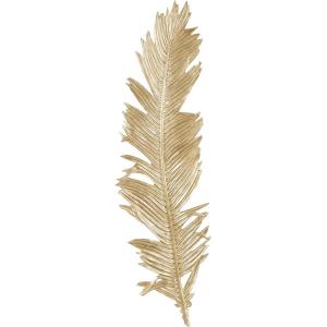imageDeco 79 Polystone Bird Home Wall Decor Large Metallic Feather Wall Sculpture Wall Art 14quot x 2quot x 47quot Gold135L x 2W