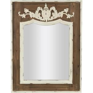 imageDeco 79 Rustic Wood Wall Mirror 43quotx33quot Brown WhiteBrown  White