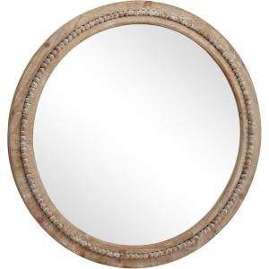 imageDeco 79 Wood Room Wall Mirror Distressed Entryway Mirror with Beaded Detailing Wall Mounted Mirror 28quot x 2quot x 48quot Light BrownLight Brown