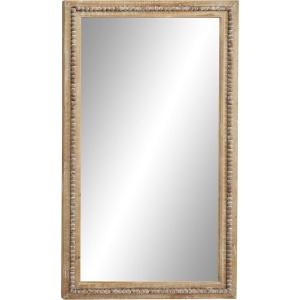 imageDeco 79 Wood Room Wall Mirror Distressed Entryway Mirror with Beaded Detailing Wall Mounted Mirror 28quot x 2quot x 48quot Light BrownMedium Brown