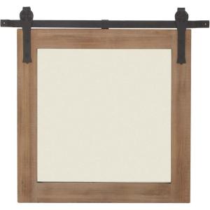 imageDeco 79 Wood Room Wall Mirror Entryway Mirror with Black Metal Hanging Rod Wall Mounted Mirror 34quot x 2quot x 71quot Brown31L x 31W