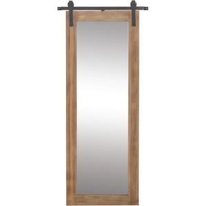 imageDeco 79 Wood Room Wall Mirror Entryway Mirror with Black Metal Hanging Rod Wall Mounted Mirror 34quot x 2quot x 71quot Brown335L x 2W