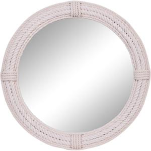 imageDeco 79 Wooden Room Wall Mirror Coiled Rope Entryway Mirror with Wrapped Rope Accents Wall Mounted Mirror 36quot x 3quot x 36quot White