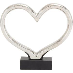 imageThe Novogratz Ceramic Heart Decorative Sculpture Home Decor Statue with Black Base Accent Figurine 13quot x 3quot x 12quot Silver