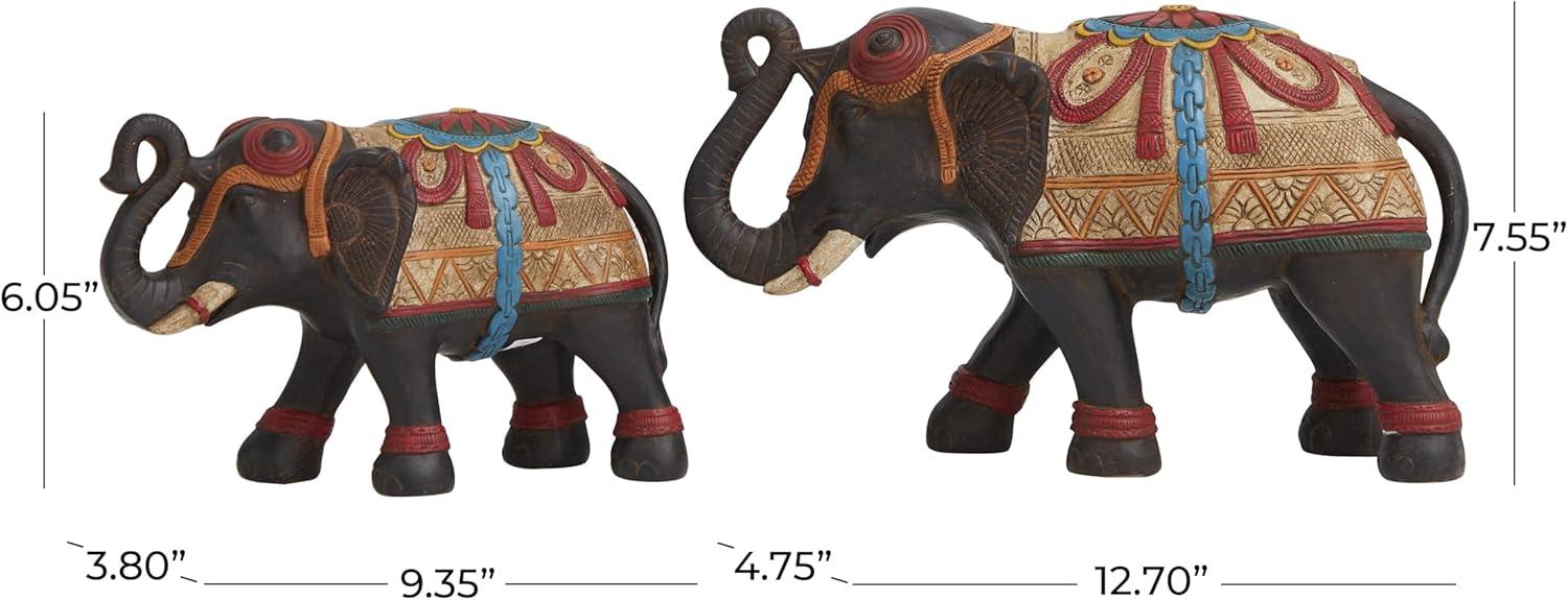 imageDeco 79 Polystone Elephant Decorative Sculpture Home Decor Statue Accent Figurine 17quot x 4quot x 8quot BlackMulti Colored