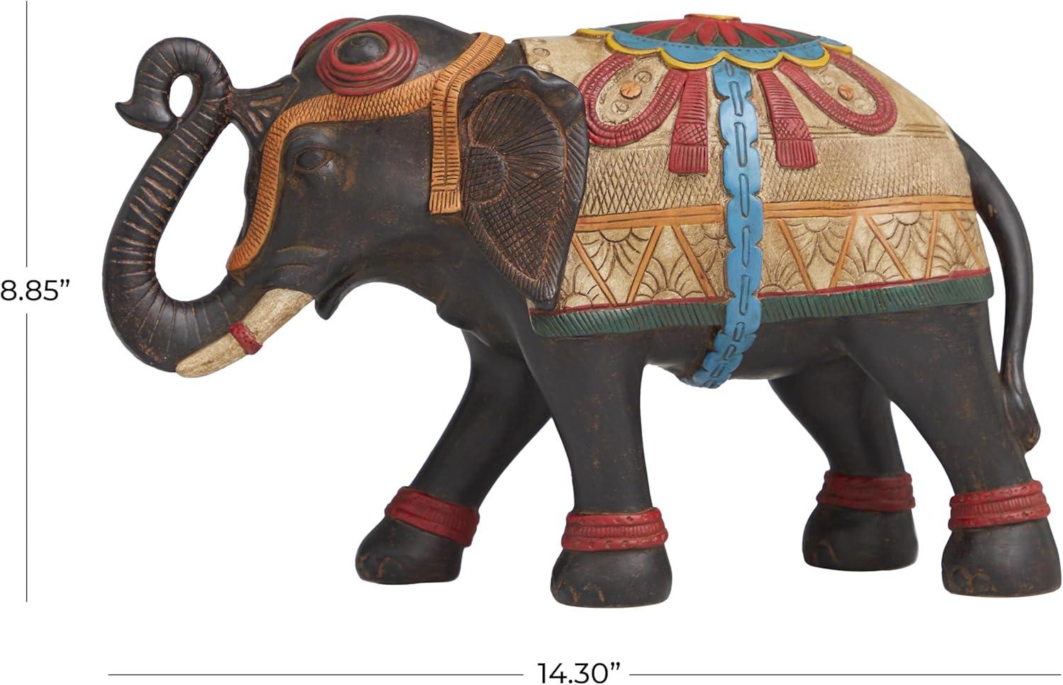 imageDeco 79 Polystone Elephant Decorative Sculpture Home Decor Statue Accent Figurine 17quot x 4quot x 8quot BlackMulti Colored