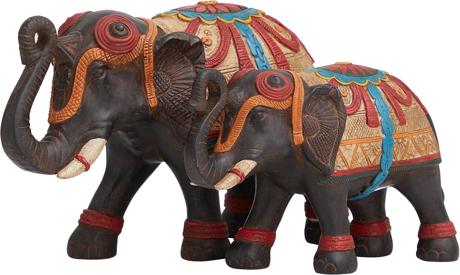 imageDeco 79 Polystone Elephant Decorative Sculpture Home Decor Statue Accent Figurine 17quot x 4quot x 8quot BlackMulti Colored
