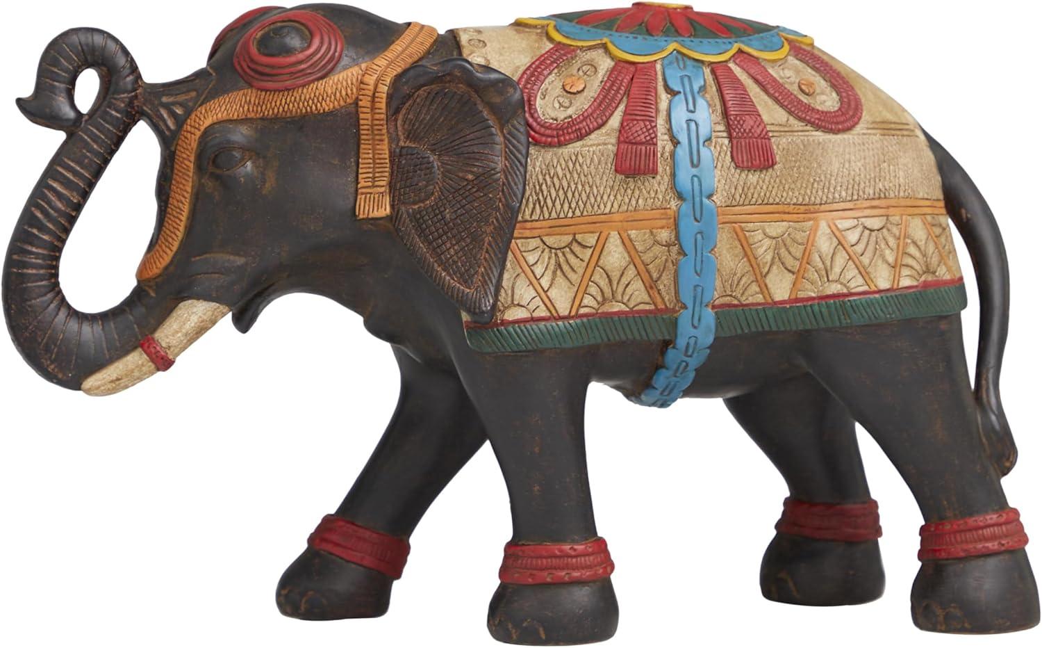 imageDeco 79 Polystone Elephant Decorative Sculpture Home Decor Statue Accent Figurine 17quot x 4quot x 8quot BlackMulti Colored