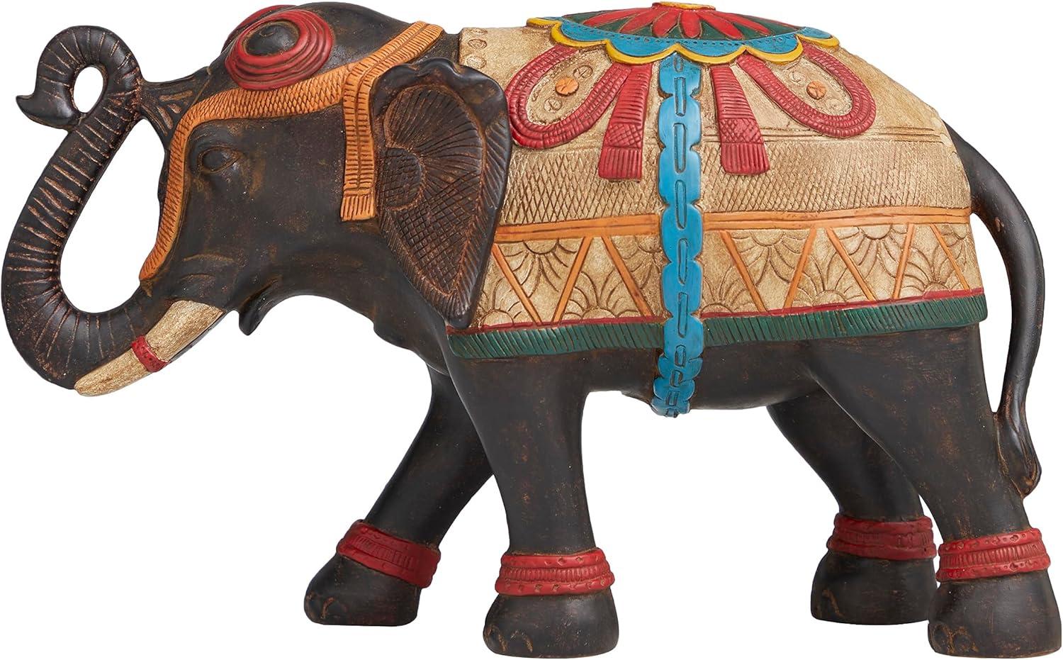 imageDeco 79 Polystone Elephant Decorative Sculpture Home Decor Statue Accent Figurine 17quot x 4quot x 8quot BlackMulti Colored
