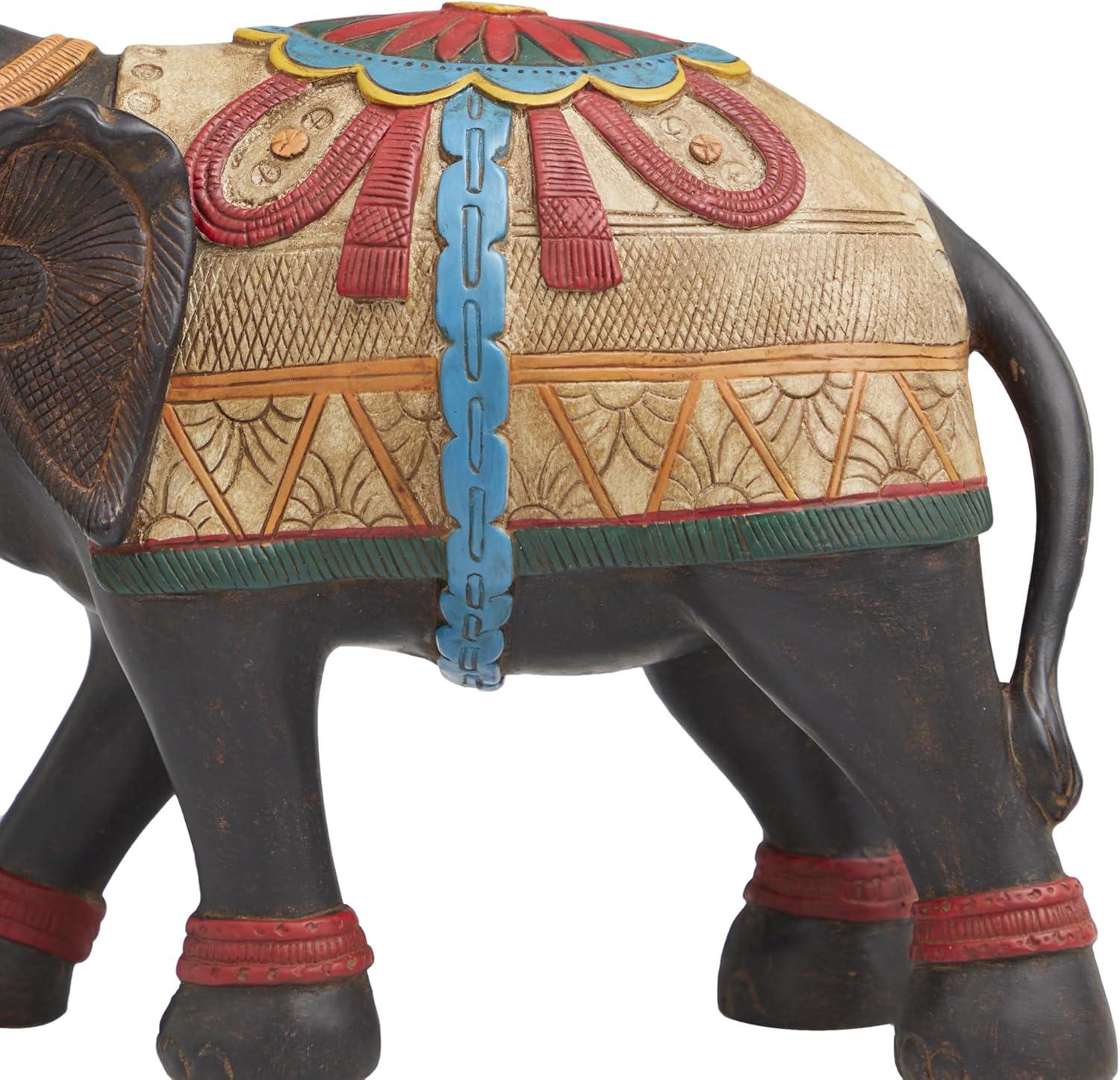 imageDeco 79 Polystone Elephant Decorative Sculpture Home Decor Statue Accent Figurine 17quot x 4quot x 8quot BlackMulti Colored