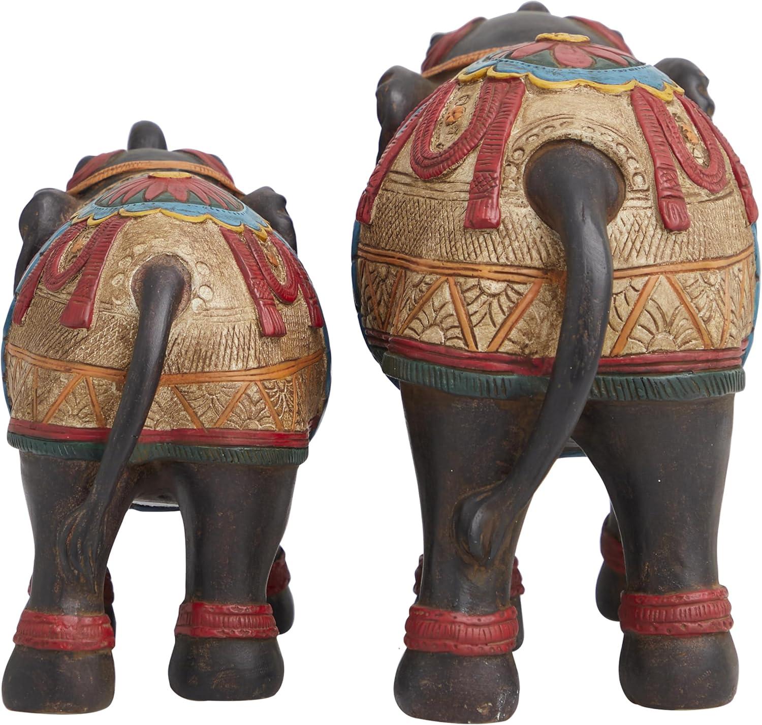 imageDeco 79 Polystone Elephant Decorative Sculpture Home Decor Statue Accent Figurine 17quot x 4quot x 8quot BlackMulti Colored
