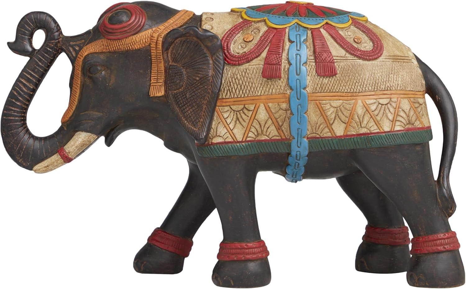 imageDeco 79 Polystone Elephant Decorative Sculpture Home Decor Statue Accent Figurine 17quot x 4quot x 8quot BlackMulti Colored