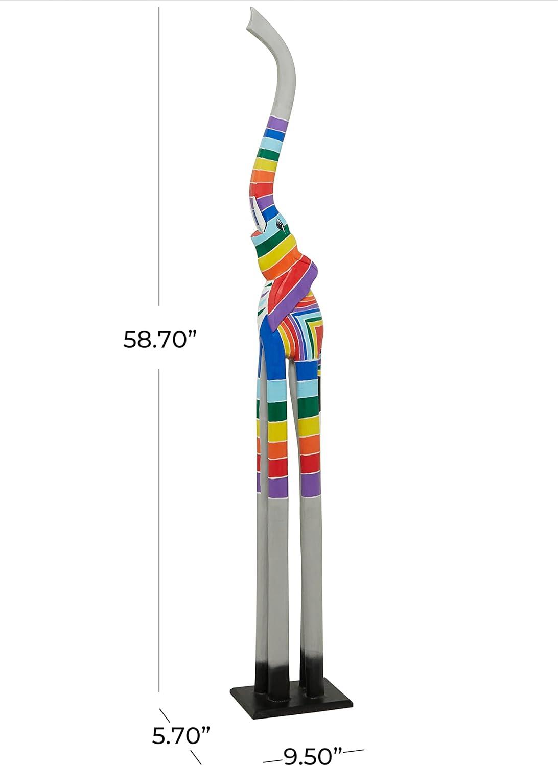 imageDeco 79 Wood Giraffe Decorative Sculpture Home Decor Statue Accent Figurine 11quot x 6quot x 47quot BrownMulti Colored
