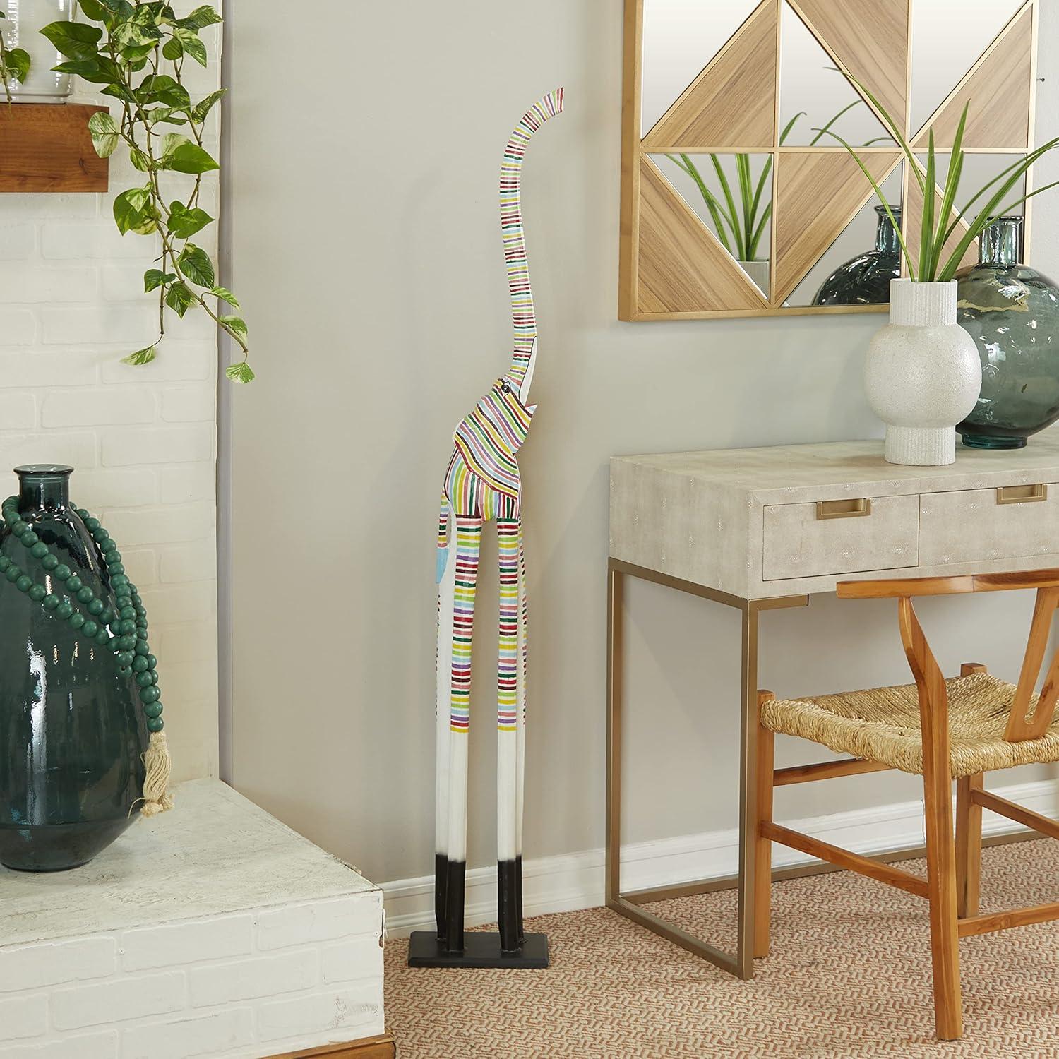 imageDeco 79 Wood Giraffe Decorative Sculpture Home Decor Statue Accent Figurine 11quot x 6quot x 47quot BrownMulti Colored
