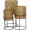 imageCosmoLiving by Cosmopolitan Metal Indoor Outdoor Planter Geometric Cutout Large Planter Pot with Circular Removeable Stands Set of 3 Planters 23quot 19quot 15quotH BlackGold