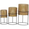 imageCosmoLiving by Cosmopolitan Metal Indoor Outdoor Planter Geometric Cutout Large Planter Pot with Circular Removeable Stands Set of 3 Planters 23quot 19quot 15quotH BlackGold