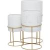 imageCosmoLiving by Cosmopolitan Metal Indoor Outdoor Planter Geometric Cutout Large Planter Pot with Circular Removeable Stands Set of 3 Planters 23quot 19quot 15quotH BlackWhite