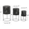 imageCosmoLiving by Cosmopolitan Metal Indoor Outdoor Planter Geometric Cutout Large Planter Pot with Circular Removeable Stands Set of 3 Planters 23quot 19quot 15quotH BlackBlack