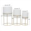 imageCosmoLiving by Cosmopolitan Metal Indoor Outdoor Planter Geometric Cutout Large Planter Pot with Circular Removeable Stands Set of 3 Planters 23quot 19quot 15quotH BlackWhite