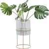imageCosmoLiving by Cosmopolitan Metal Indoor Outdoor Planter Geometric Cutout Large Planter Pot with Circular Removeable Stands Set of 3 Planters 23quot 19quot 15quotH BlackWhite