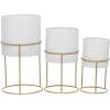 imageCosmoLiving by Cosmopolitan Metal Indoor Outdoor Planter Geometric Cutout Large Planter Pot with Circular Removeable Stands Set of 3 Planters 23quot 19quot 15quotH BlackWhite
