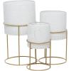 imageCosmoLiving by Cosmopolitan Metal Indoor Outdoor Planter Geometric Cutout Large Planter Pot with Circular Removeable Stands Set of 3 Planters 23quot 19quot 15quotH BlackWhite