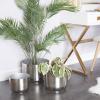 imageCosmoLiving by Cosmopolitan Metal Indoor Outdoor Planter Small Planter Pot Set of 3 Planters 9 7 6H SilverSilver