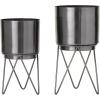 imageCosmoLiving by Cosmopolitan Metal Indoor Outdoor Planter Small Small Planter Pot with Removable Stand Set of 2 Planters 5quot 4quotW SilverBlack