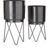 imageCosmoLiving by Cosmopolitan Metal Indoor Outdoor Planter Small Small Planter Pot with Removable Stand Set of 2 Planters 5quot 4quotW SilverBlack