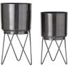 imageCosmoLiving by Cosmopolitan Metal Indoor Outdoor Planter Small Small Planter Pot with Removable Stand Set of 2 Planters 5quot 4quotW SilverBlack