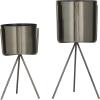 imageCosmoLiving by Cosmopolitan Metal Indoor Outdoor Planter Small Small Planter Pot with Removable Stand Set of 2 Planters 5quot 4quotW SilverDark Grey
