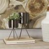 imageCosmoLiving by Cosmopolitan Metal Indoor Outdoor Planter Small Small Planter Pot with Removable Stand Set of 2 Planters 5quot 4quotW SilverDark Grey
