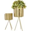 imageCosmoLiving by Cosmopolitan Metal Indoor Outdoor Planter Small Small Planter Pot with Removable Stand Set of 2 Planters 5quot 4quotW SilverGold