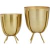 imageCosmoLiving by Cosmopolitan Metal Indoor Outdoor Planter Small Small Planter Pot with Removable Stand Set of 2 Planters 5quot 4quotW SilverGold