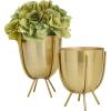 imageCosmoLiving by Cosmopolitan Metal Indoor Outdoor Planter Small Small Planter Pot with Removable Stand Set of 2 Planters 5quot 4quotW SilverGold
