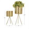 imageCosmoLiving by Cosmopolitan Metal Indoor Outdoor Planter Small Small Planter Pot with Removable Stand Set of 2 Planters 5quot 4quotW SilverGold