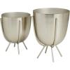 imageCosmoLiving by Cosmopolitan Metal Indoor Outdoor Planter Small Small Planter Pot with Removable Stand Set of 2 Planters 5quot 4quotW SilverSilver