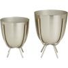 imageCosmoLiving by Cosmopolitan Metal Indoor Outdoor Planter Small Small Planter Pot with Removable Stand Set of 2 Planters 5quot 4quotW SilverSilver