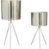 imageCosmoLiving by Cosmopolitan Metal Indoor Outdoor Planter Small Small Planter Pot with Removable Stand Set of 2 Planters 5quot 4quotW SilverSilver