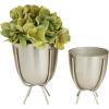 imageCosmoLiving by Cosmopolitan Metal Indoor Outdoor Planter Small Small Planter Pot with Removable Stand Set of 2 Planters 5quot 4quotW SilverSilver