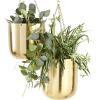 imageCosmoLiving by Cosmopolitan Metal Indoor Outdoor Wall Planter Indoor Outdoor Hanging Dome Hanging Planter with Chain Set of 2 Plant Hanger 9quot 11quotH GoldGold