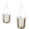 imageCosmoLiving by Cosmopolitan Metal Indoor Outdoor Wall Planter Indoor Outdoor Hanging Dome Hanging Planter with Chain Set of 2 Plant Hanger 9quot 11quotH GoldSilver