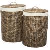 imageCosmoLiving by Cosmopolitan Seagrass Handmade Decorative and Functional Storage Basket Basket Organizer with Liner and Matching Tops Set of 2 Basket for Storage 24quot 25quotH Dark BrownDark Brown