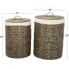 imageCosmoLiving by Cosmopolitan Seagrass Handmade Decorative and Functional Storage Basket Basket Organizer with Liner and Matching Tops Set of 2 Basket for Storage 24quot 25quotH Dark BrownDark Brown